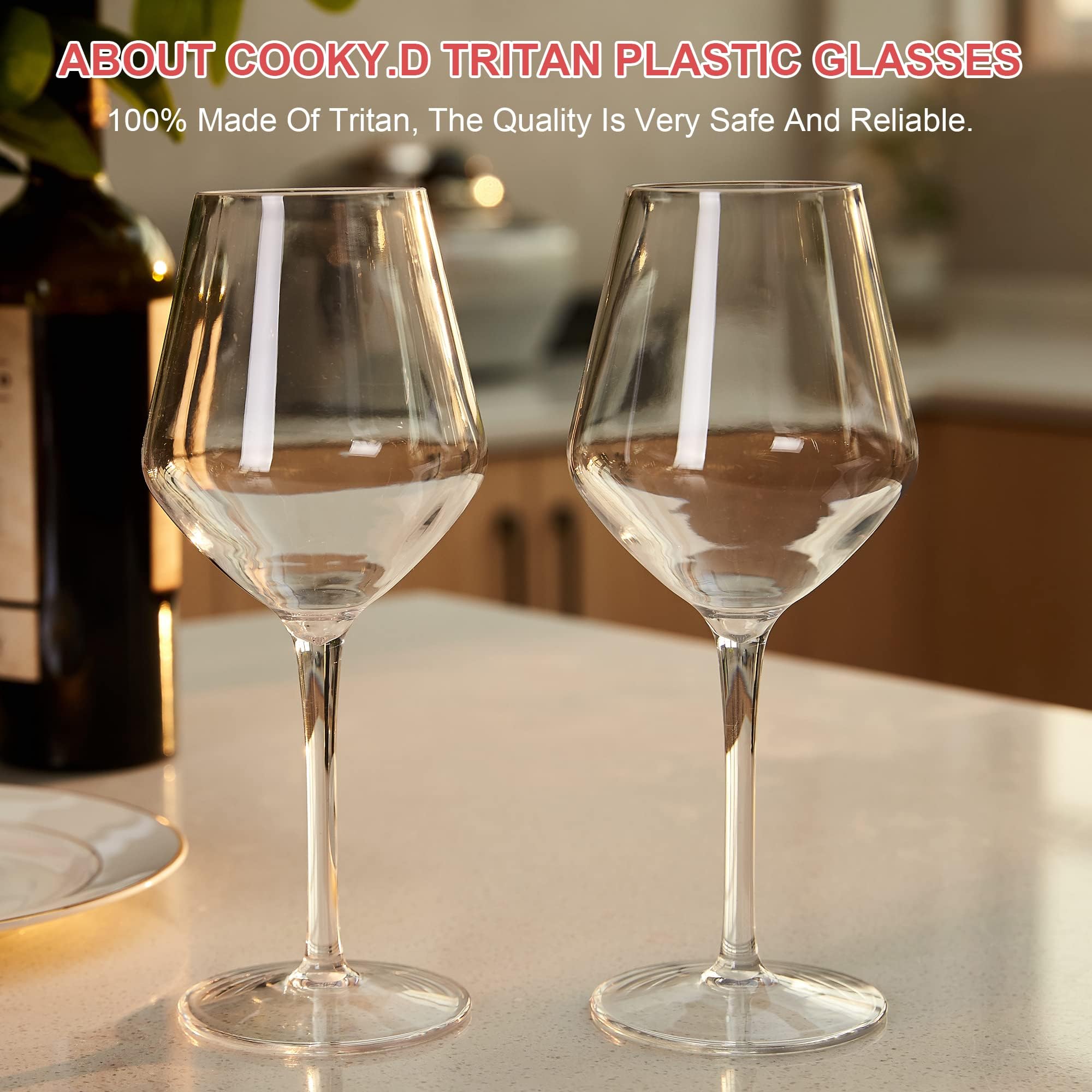 Set 8 Bicchieri Da Vino In Plastica Tritan Infrangibili 425ml: Come Vetro, Lavabili In Lavastoviglie, Senza BPA, Per Esterni - 4