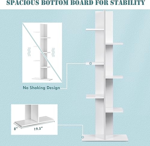 Miniatura 6 de Giantex Estantería de 7 niveles, estante de almacenamiento multiusos que ahorra espacio, estante de madera para libros, fotos, obras de arte,