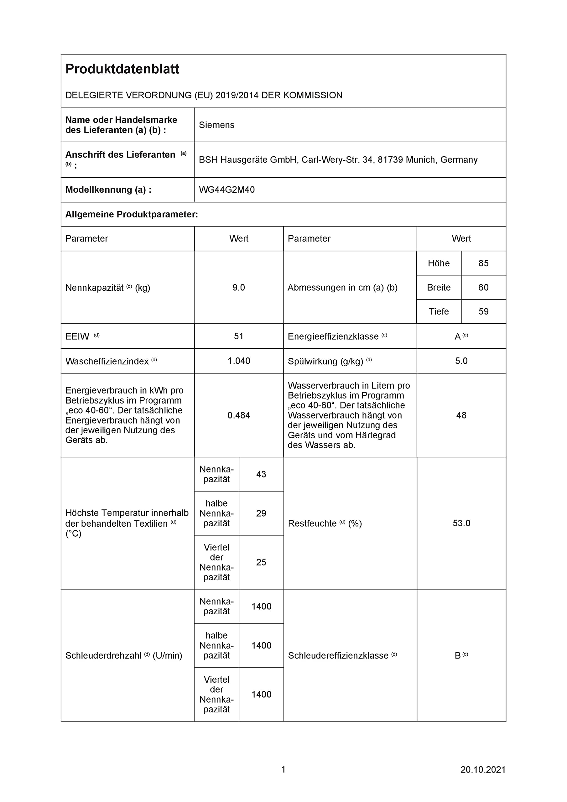 Siemens WM44G2M40 iQ500 Washing Machine, 9 kg, 1400 rpm, AntiStain System, Removes 4 Stain
