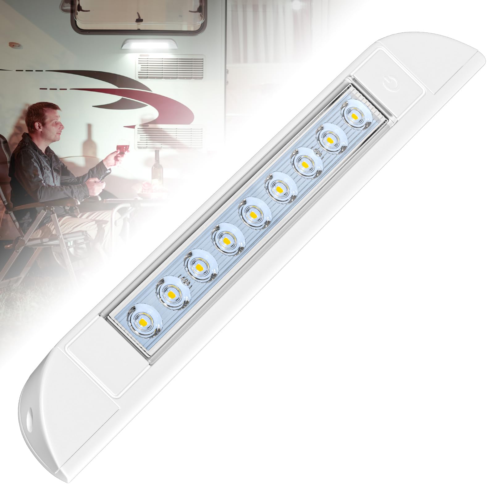 LED 12V Camper Lampada Veranda Esterna Camper IP67 Impermeabile Plafoniera da Esterno 4W 6000K 550lm DC12-24V Luci per Camper Van con Interruttore Super Bright
