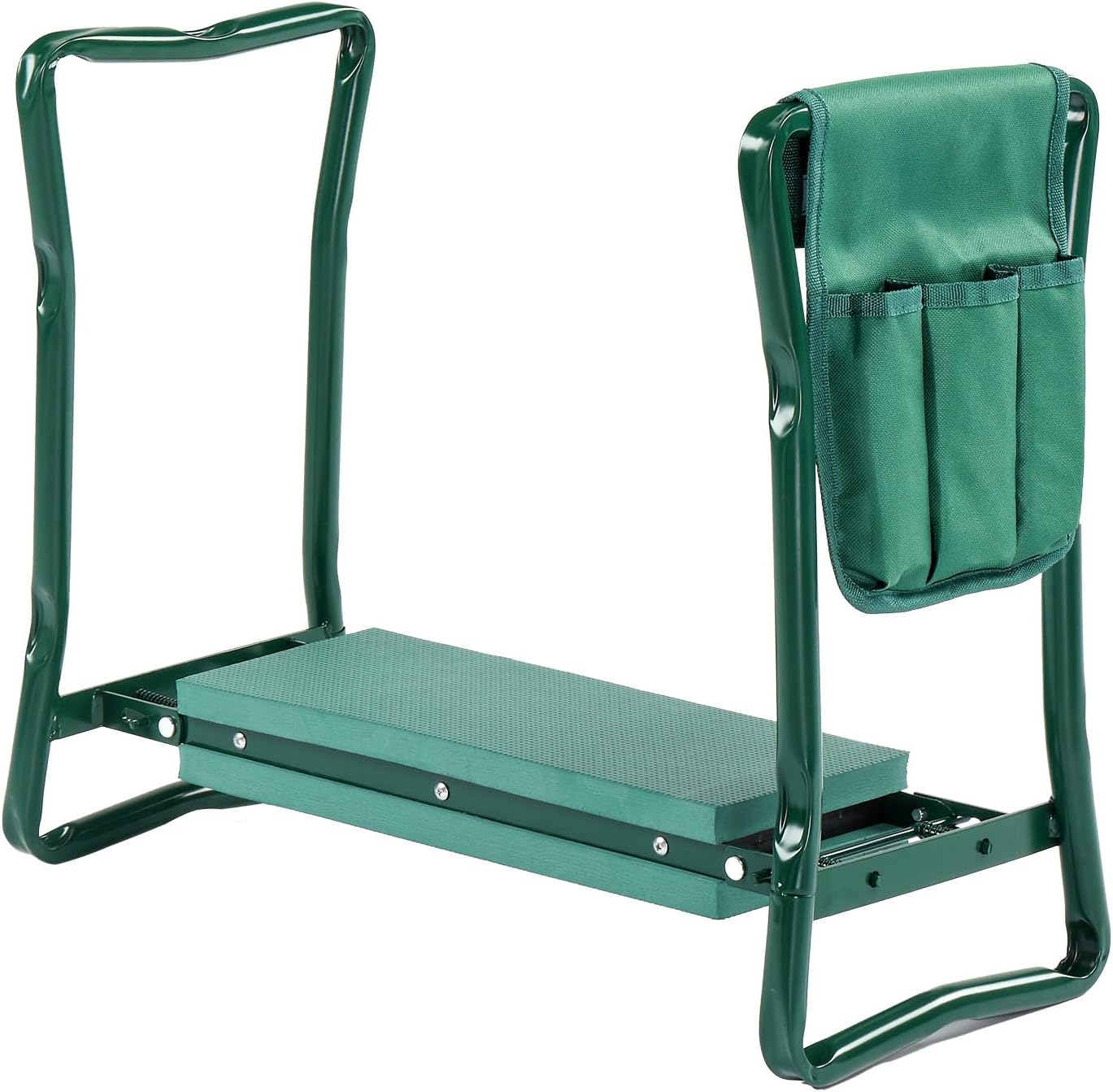 VINGLI 24in Foldable Garden Kneeler and Seat with Tool Pouch, 2-in-1 Function Portable Thicken Soft Kneeling Pad Garden Stool for Backyard, Green, Gifts for Garden Enthusiasts