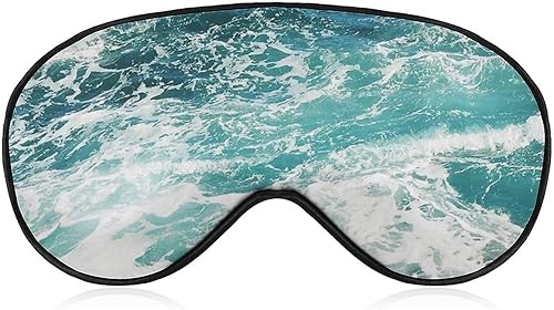 Máscara de dormir con ondas azules del océano ligera, para ojos con correa ajustable para hombres y mujeres