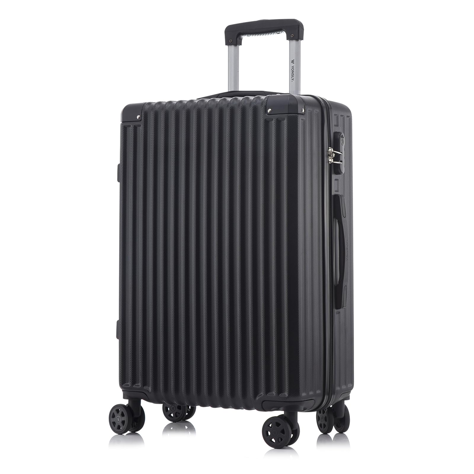 yonsly Koffer Suitcase, Trolley Reisekoffer, Rollkoffer Handgepäck mit 4 Rollen 360°, ABS Hartschalen, Sicherheitsschloss, Weicher Gummigriff, 210D-Futter