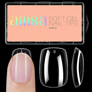 AILLSA Extra Short Square Nail Tips Clear Full Cover Gelly Press on Nails Gel False Nail Tips Preshaped Acrylic Fake Soft Nail Tips for DIY Home Salon Gift, 504PCS 10 Sizes