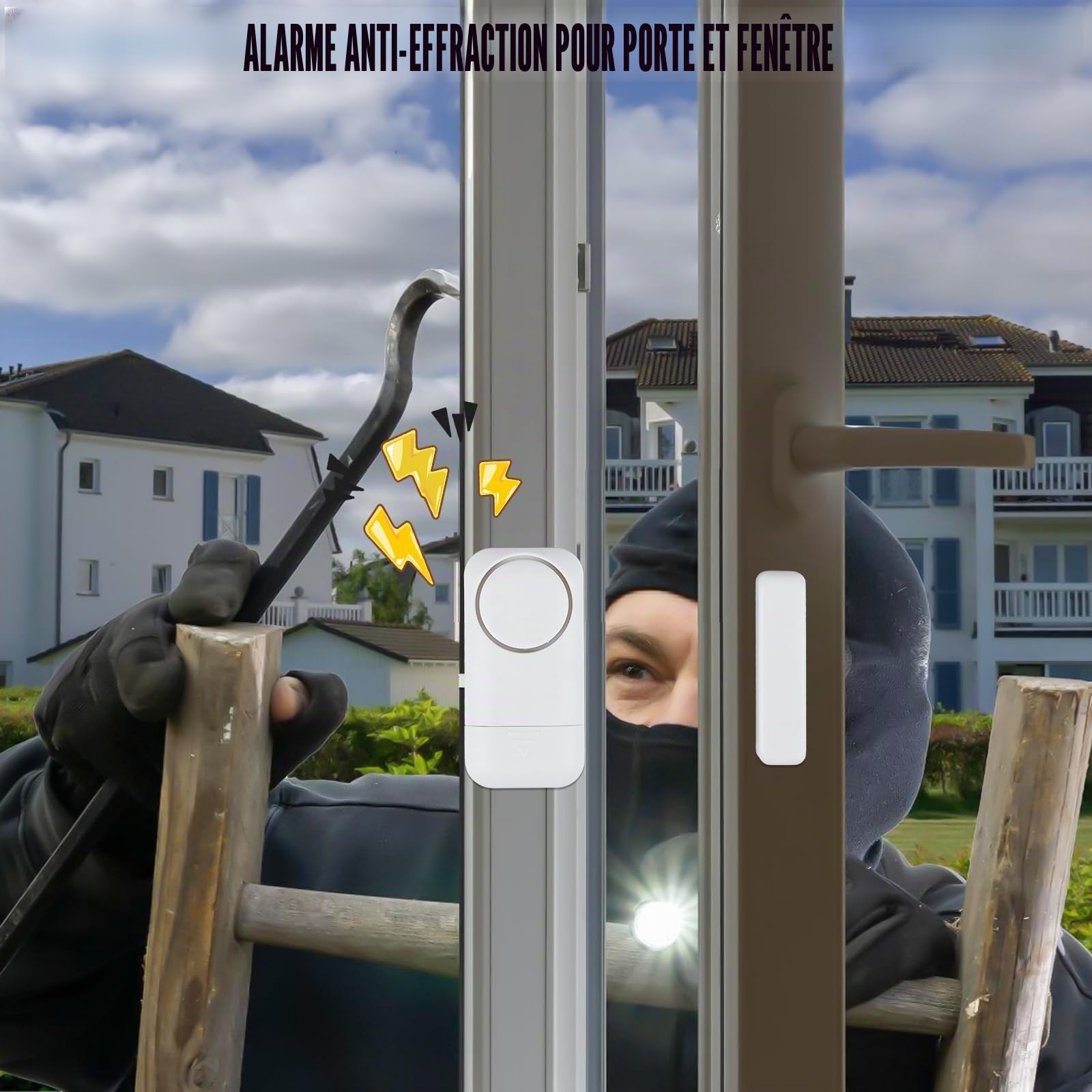 6 alarmes de porte sans fil, 120 dB, capteur d'alarme antivol avec contact magnétique, système d'alarme de sécurité sans fil pour maison, appartement, hôtel, bureau, garage (lot de 6 pièces