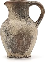 SIDUCAL Ceramic Rustic Farmhouse Vase with Handle, Gray Terracotta Handmade Decor for Living Room, Shelf, Table, Christmas