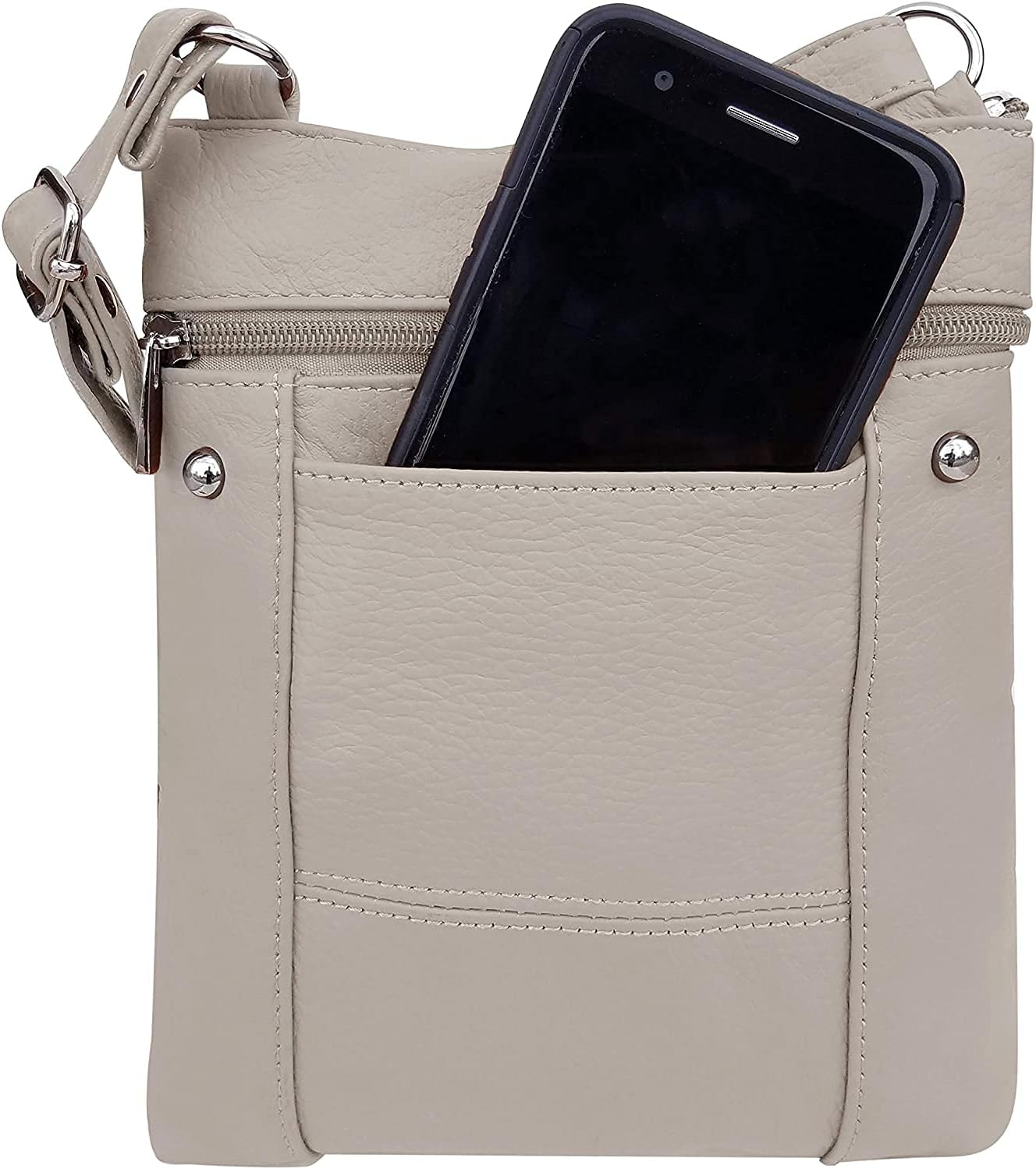 Roma Leathers Genuine X-Large Crossbody Purse, Multi-Pocket, Adjustable Strap, XL - Image 4