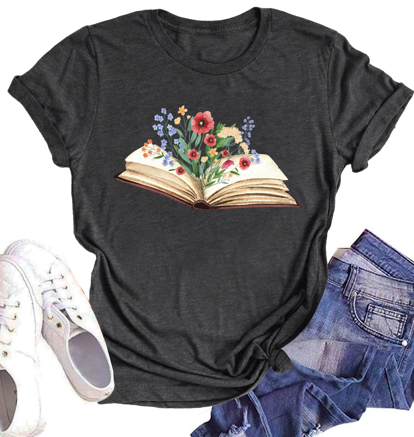 Books Shirts for Women Reading T-Shirt Book Lover Tops Funny Readers Gifts Clothes Casual Librarian Tees