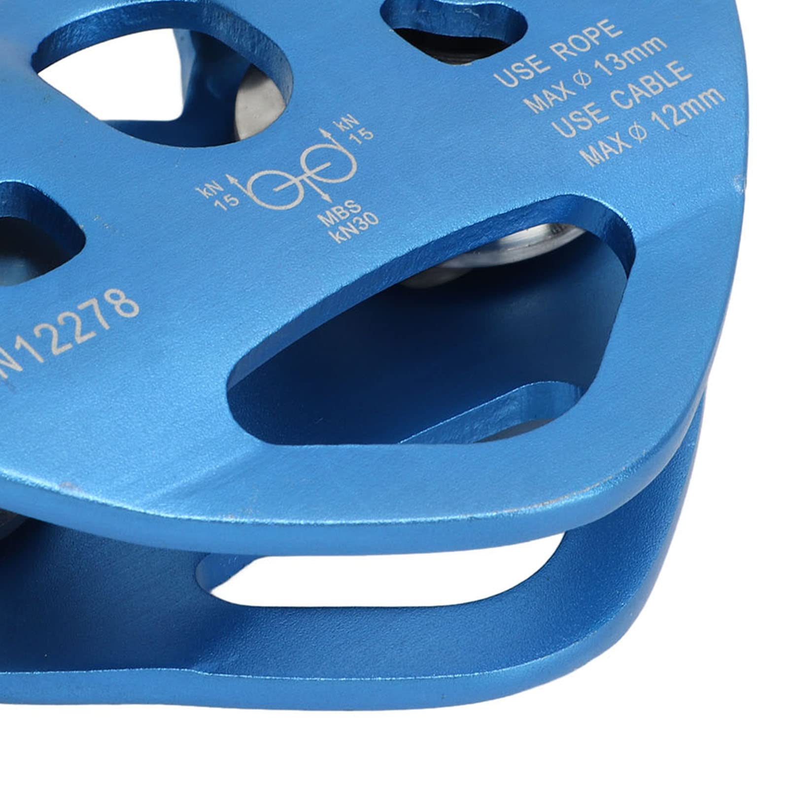 Doppelte Kletter-Zipline-Umlenkrolle, Langlebig, Herzförmig, für Klettern und Frachttransport, 30 KN, Aluminiumlegierung und Edelstahlmaterial (Blue)