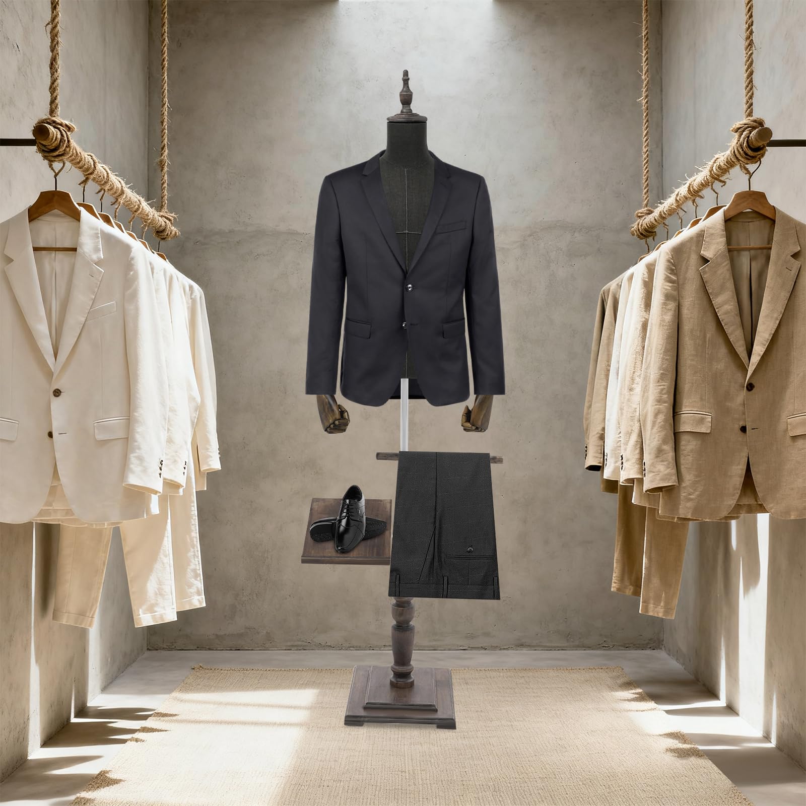 Manichino sartoriale da uomo, moda da uomo, supporto per pantaloni, base stabile, regolabile in altezza, pratico supporto per scarpe, merchandising visivo per boutique di abbigliamento e negozi di