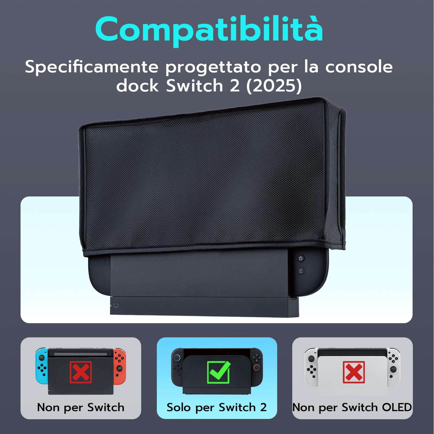 Mcbazel Custodia Protettiva Elegante per Switch 2 2025, Copertura Premium Antipolvere per Console e Dock, Accessorio Antigraffio e Impermeabile per Switch 2 con Design Pieghevole e Perfetta –Nera