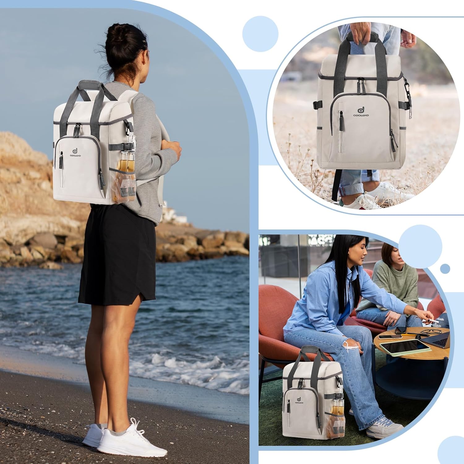 Odoland Cooler Backpack for Camping - 30 Cans Insulated Leakproof Waterproof Lunch Bag for Men and Women, Cooler Bag with Ice Pack for Beach, Picnic, Travel, Outdoor