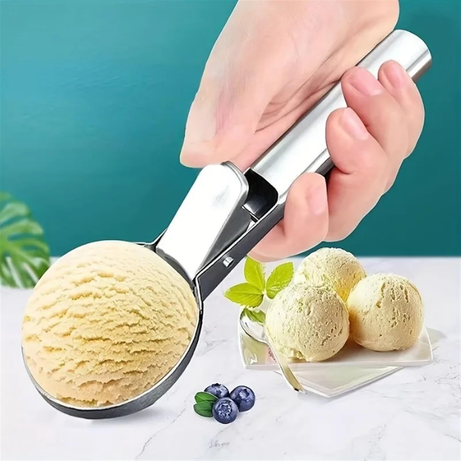 Cuillere A Glace Cuillère à glace, cuillère en acier inoxydable, cuillère à glace, cuillère à lait chaud à la pastèque CuillèRe à Glace(S-3 PCS)