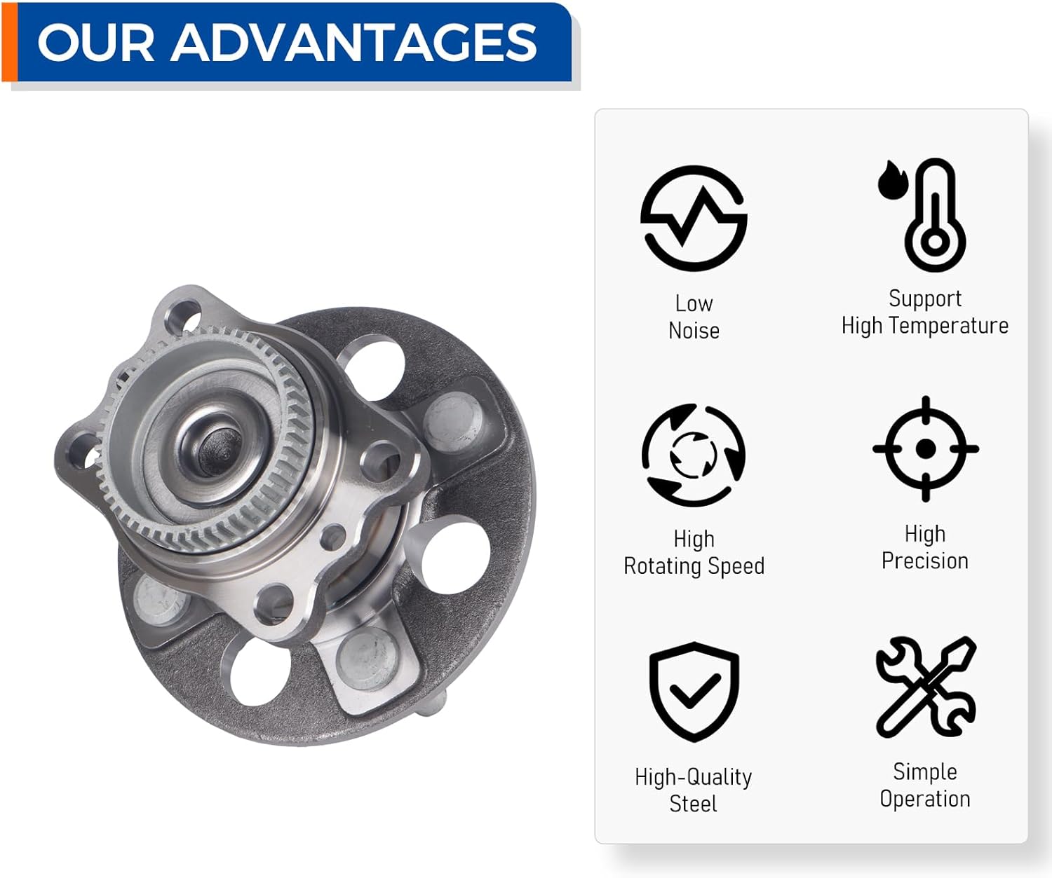 PAROD - 512483 Rear Wheel Hub and Bearing Assembly Fit for Hyundai Accent/Kia Rio 2012-2017 w/Encoder ABS - Image 6