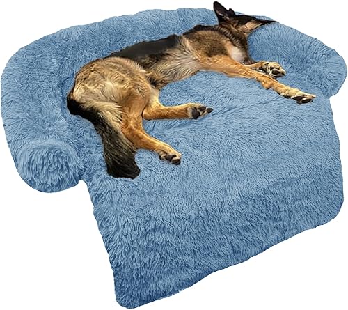 Miniatura 29 de Cama calmante para perro, tapete de felpa esponjosa para perros, protector de muebles con funda extraíble lavable para perros y gatos grandes,