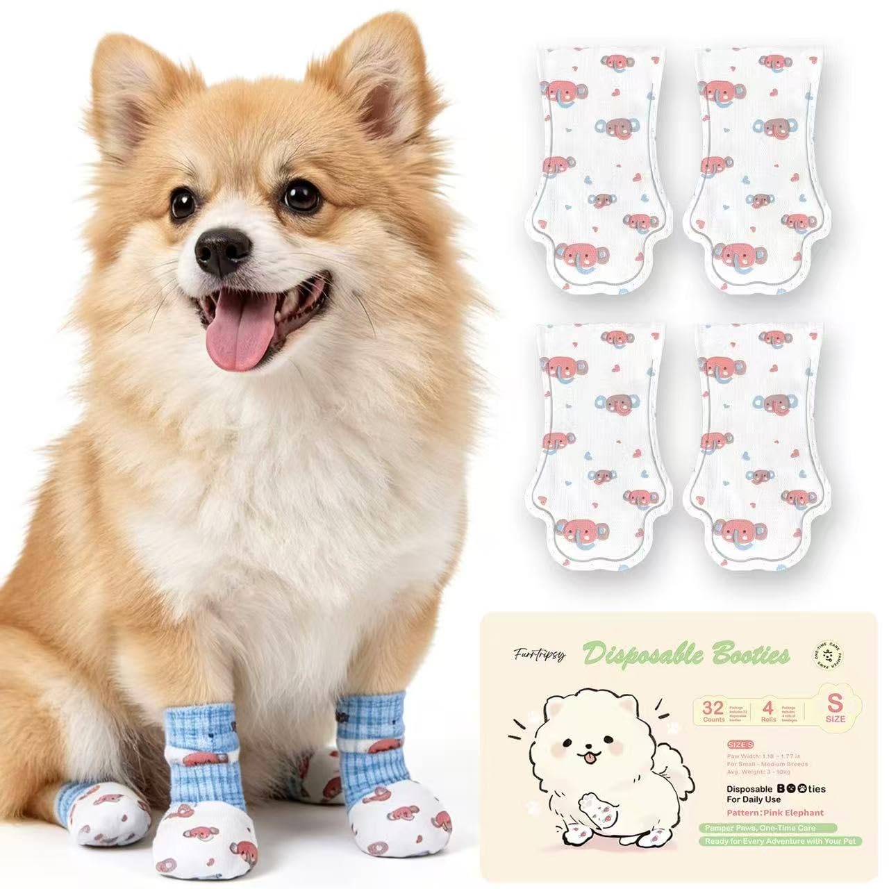 Photo 1 of Furrtripsy Disposable Dog Boots - 32 Count, Size S