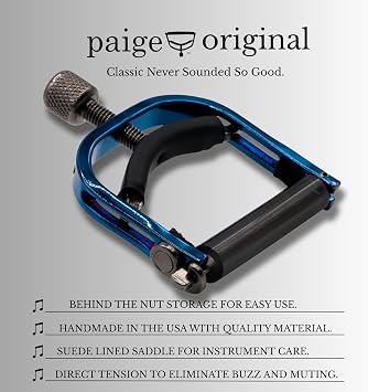 Paige Capo for Banjos USA Made Adjustable Tension, Buzz-Free - Blue Finish