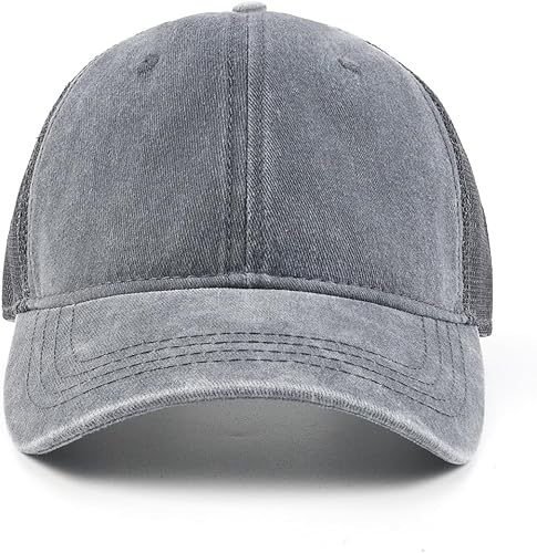 Miniatura 4 de Zylioo Gorra de camionero lavada de gran tamaño, gorras de camionero de malla ajustable, sombrero de correr de perfil bajo para cabezas grandes