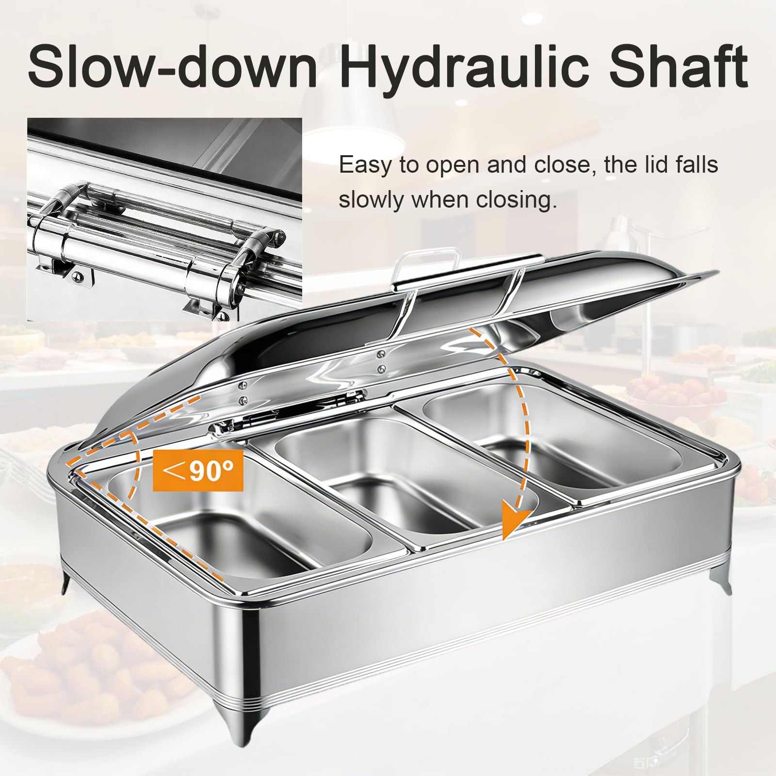 Chafing Dish Elettrico 9L, Temperatura Regolabile 35-85℃(FULL PAN) | Professionale Scaldavivande Elettrico per Buffet in Acciaio Inox, Contenitore Scalda Cibo per Buffet, Feste e Banchetti