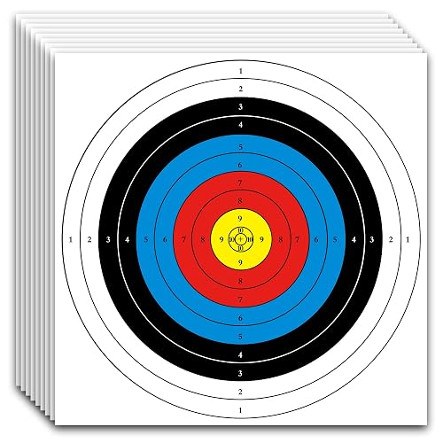 MOLFUJ Archery Targets Paper, 20pcs/50pcs Bow and Arrow Targets for Hunting Backyard, Archery Target Practice Accessories(10 Rings/5 Rings,16x16/15.7x15.7in)