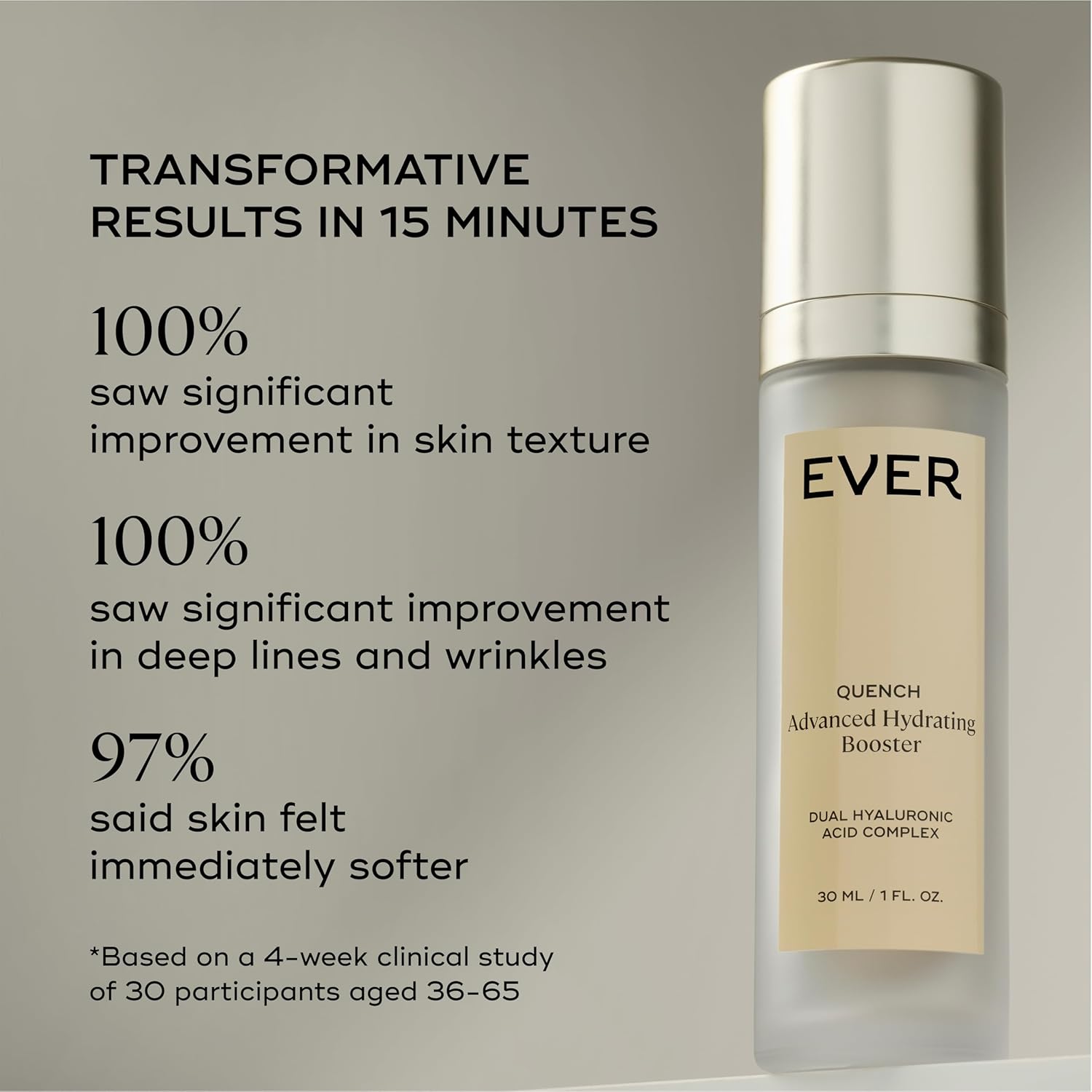 EVER Hydrating Serum - Hyaluronic Acid for Face, Peptides, Hydrating Skincare for Women, Anti-Aging Moisturizing, Reduces Fine Lines and Wrinkles, 1 fl oz - Image 4