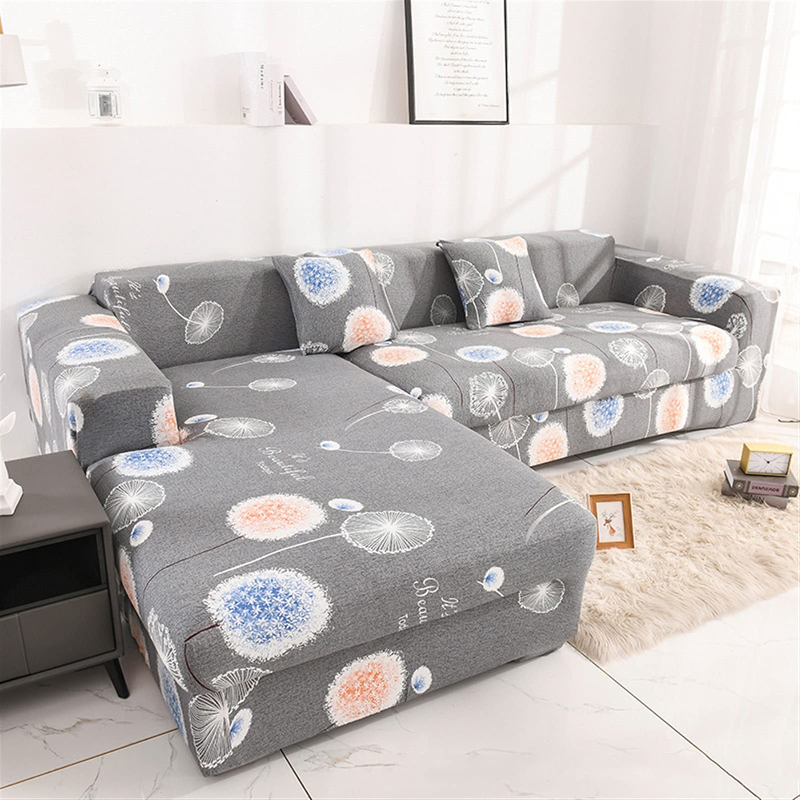 Housse pour canapé d'angle extensible pour rénover un meuble usé en forme L