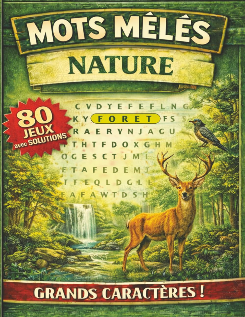 Mots mêlés - Nature: Mots mêlés adultes à GROS CARACTERES | Culture, mémoire et détente | 80 grilles et leurs solutions | + de 1000 mots cachés à trouver