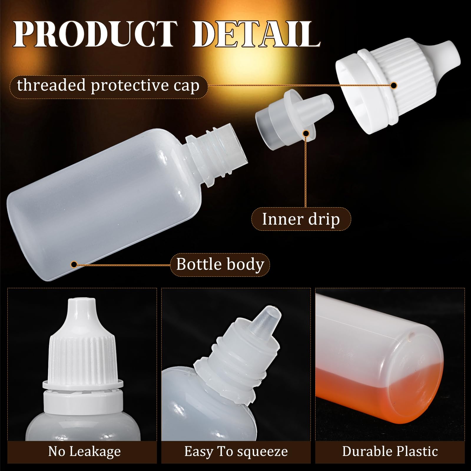 Umigy 200 frascos cuentagotas vacíos con cuentagotas para ojos, pequeño recipiente de plástico líquido, portátil, exprimible, con tapas y tapón para aceite, almacenamiento de líquido para ojos (20 ml)