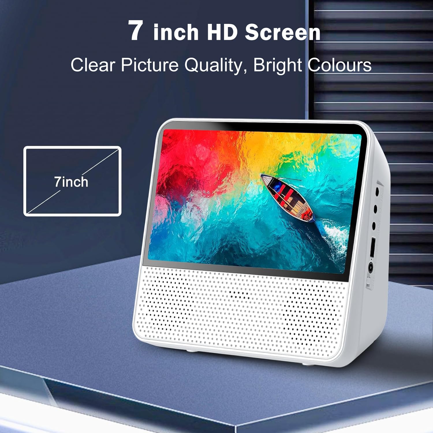 Lecteur DVD Portable 7 Pouces 4000mAh Bluetooth USB AV Mémoire Luminosité Réglable