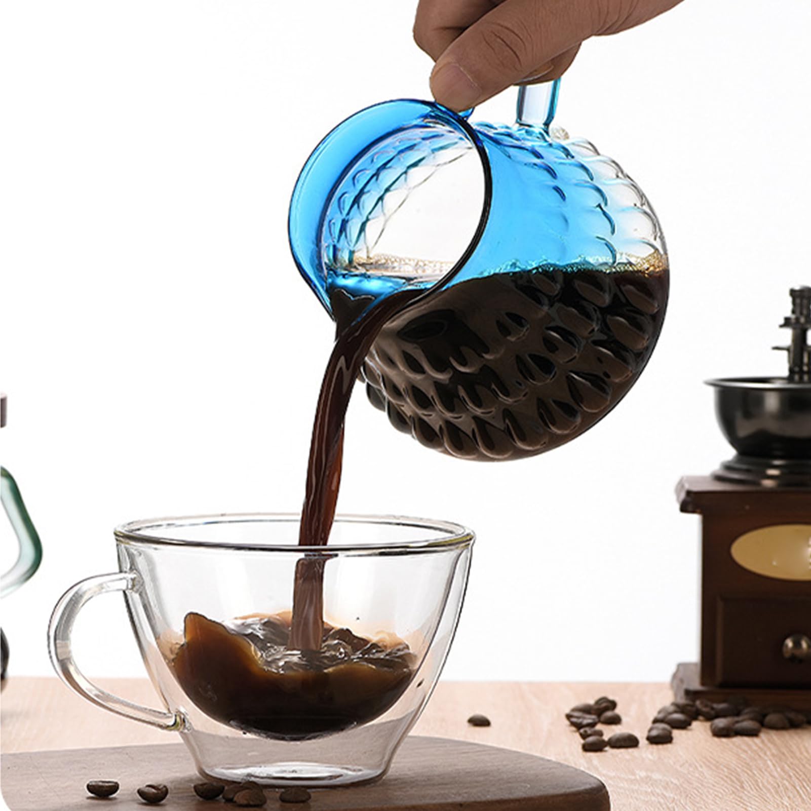 Juego de filtros de café de 700 ml con taza, jarra de café con filtro, verter sobre gotero de café, filtro de café reutilizable, verter sobre cafetera con cristal suministrado para el hogar