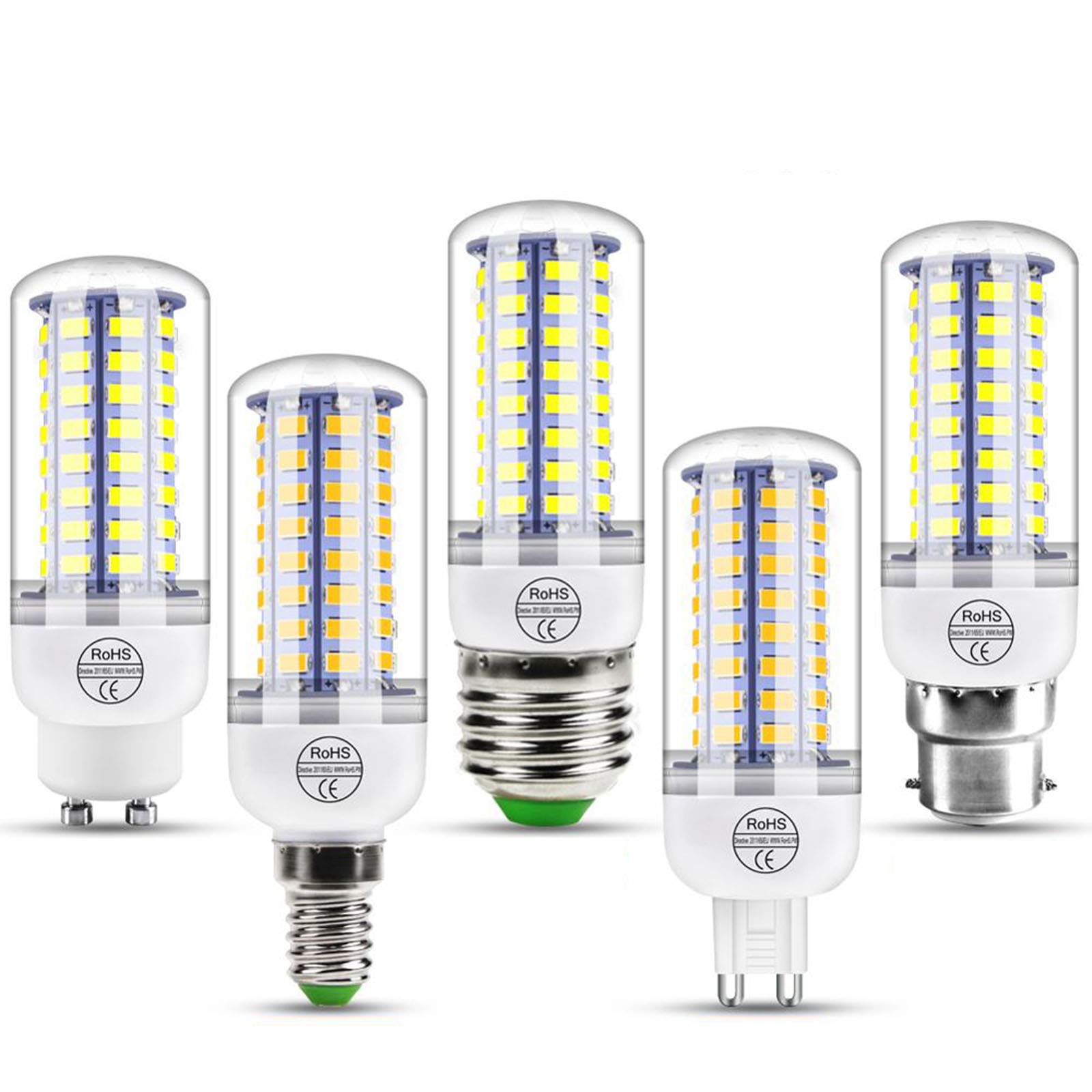 LAI HO Ampoule LED E14, Ampoules LED Maïs, Ampoule Bougie SMD 5730 GU10 E14 E27 G9 B22 Lustre Ampoule LED pour Éclairage Domestique, Lot de 8,Warm White,E12(10W)