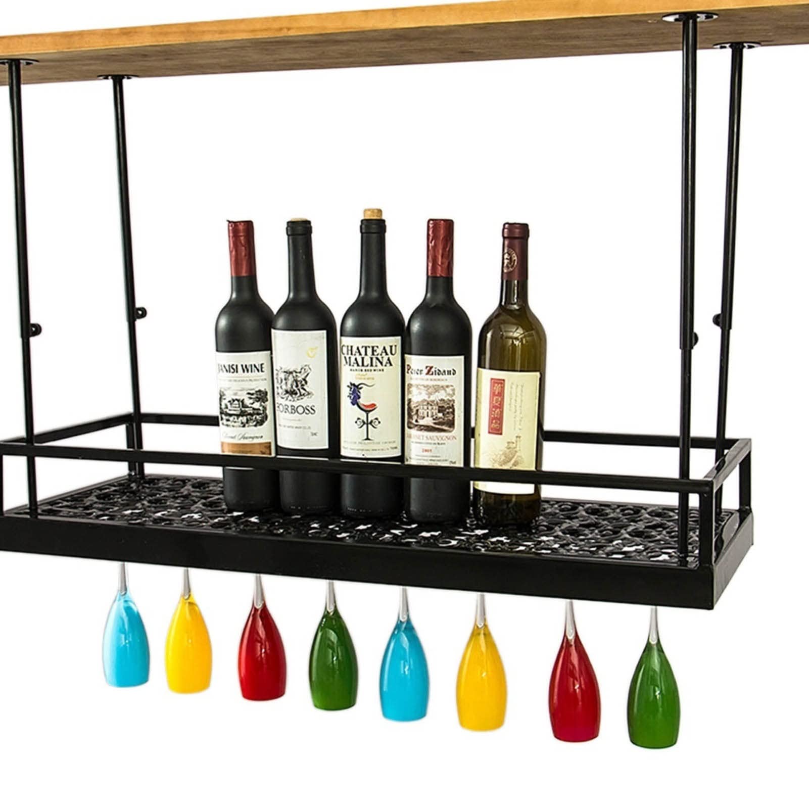 Casier à vin plafond gain de place pour ranger verres et bouteilles