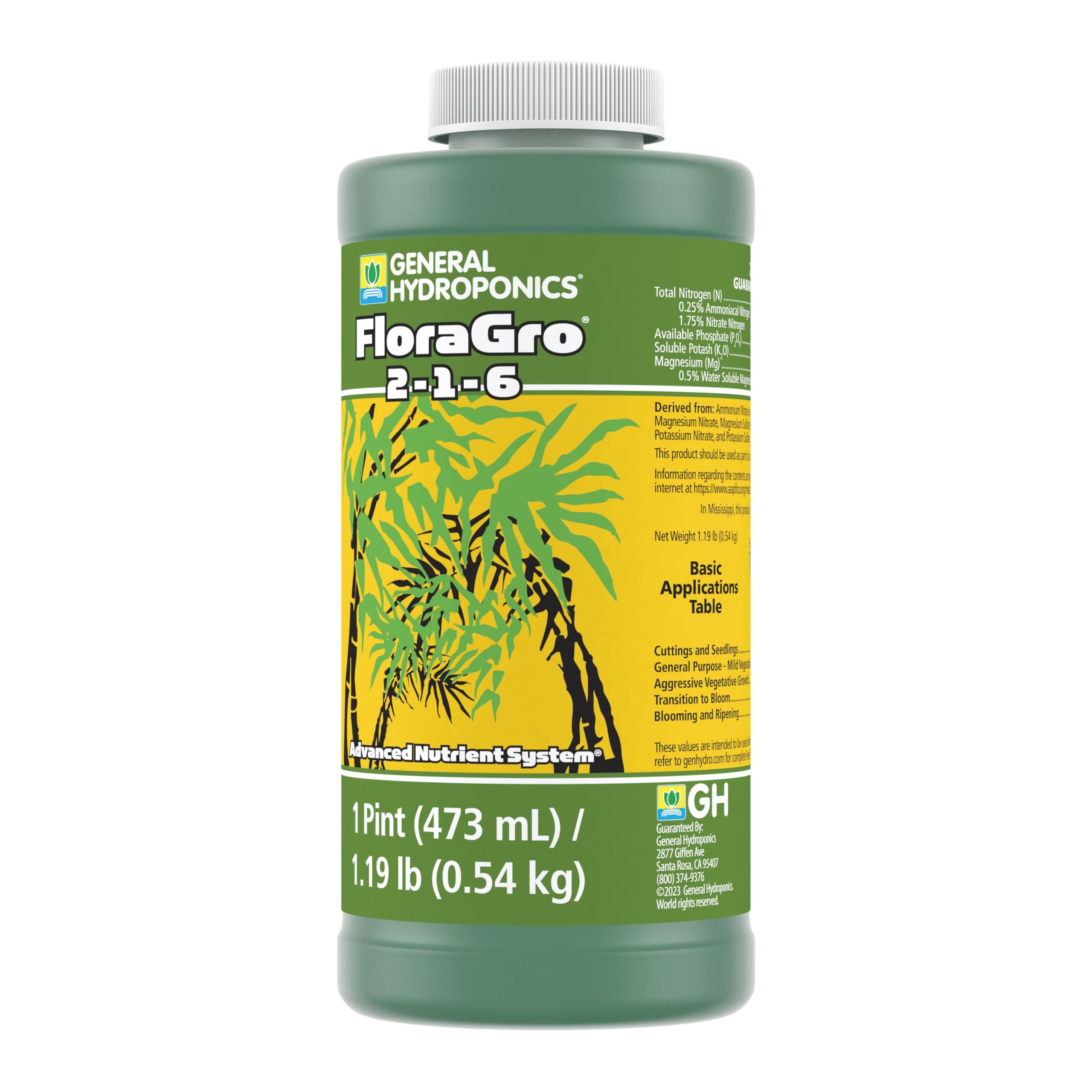 Amazon.com: General Hydroponics FloraGro 2-1-6 Plant Food