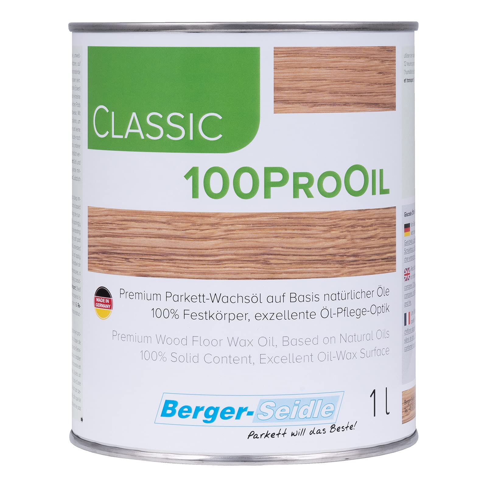 Berger-Seidle Cera y aceite para parquet, impregnación profunda "Classic 100Pro Oil", 125 ml, 1 L o 5 litros (1 litro)