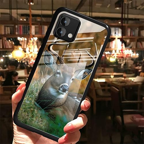 Miniatura 6 de Funda para Moto G Stylus 5G 2023 con diseño de árbol de caza de ciervos, cubierta trasera de vidrio templado, cubierta trasera de vidrio templado,