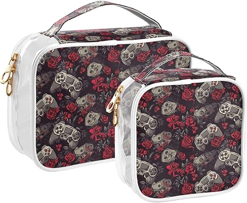 Bolsa de aseo transparente para viajes, paquete de 2 bolsas de cosméticos de maquillaje con cremallera, bolsa de viaje para artículos de tocador,