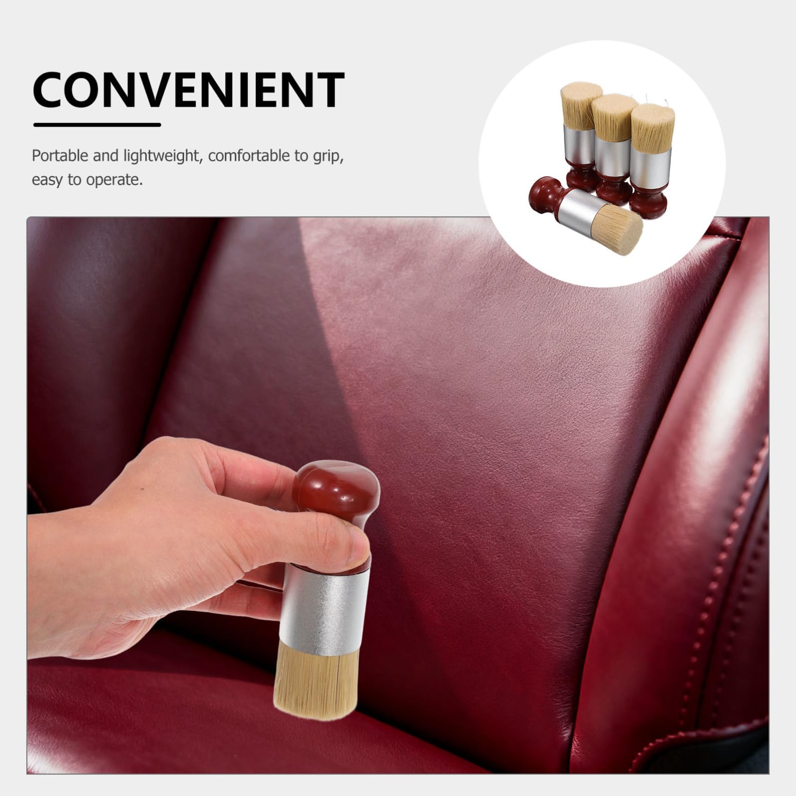 VALICLUD 4piezas Cepillo de Pomada para Coches y Muebles Cepillos Aplicadores de Detalles con Cerdas Suaves Herramienta de Limpieza para Acondicionador de Cuero y Madera Fácil de Sostener