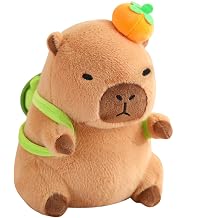 Ditucu Cute Orange Capybara Plush Pillow with Turtle Backpack Stuffed Animal Capibara Plushies Toys Gifts for Kids Brown 13.7 inch