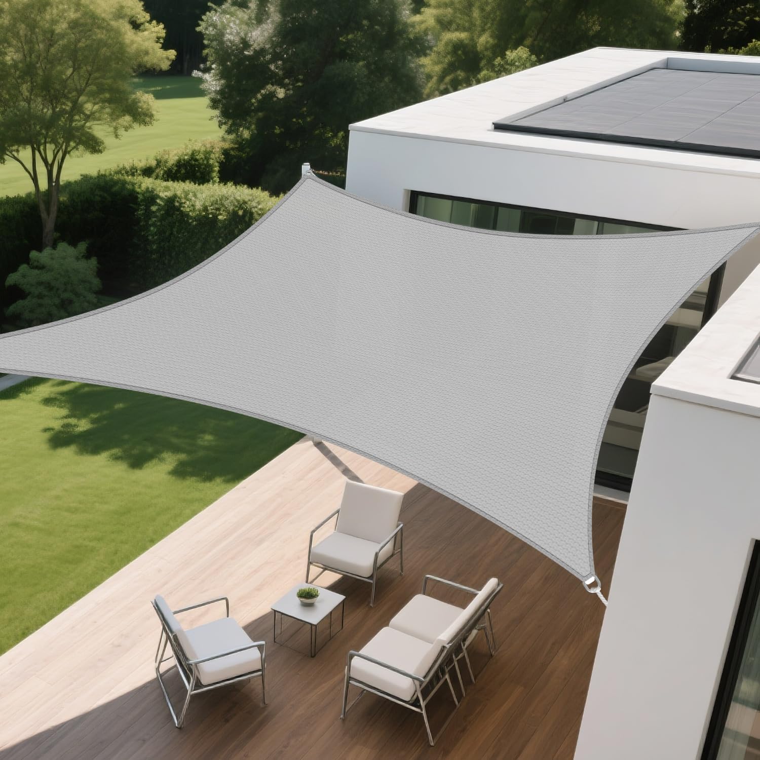 Rectangle Shade Sail 10' x 15' Canopy to Block Sunlight for Outdoor Patio Garden Patio Deck Pergola (Light Gray)