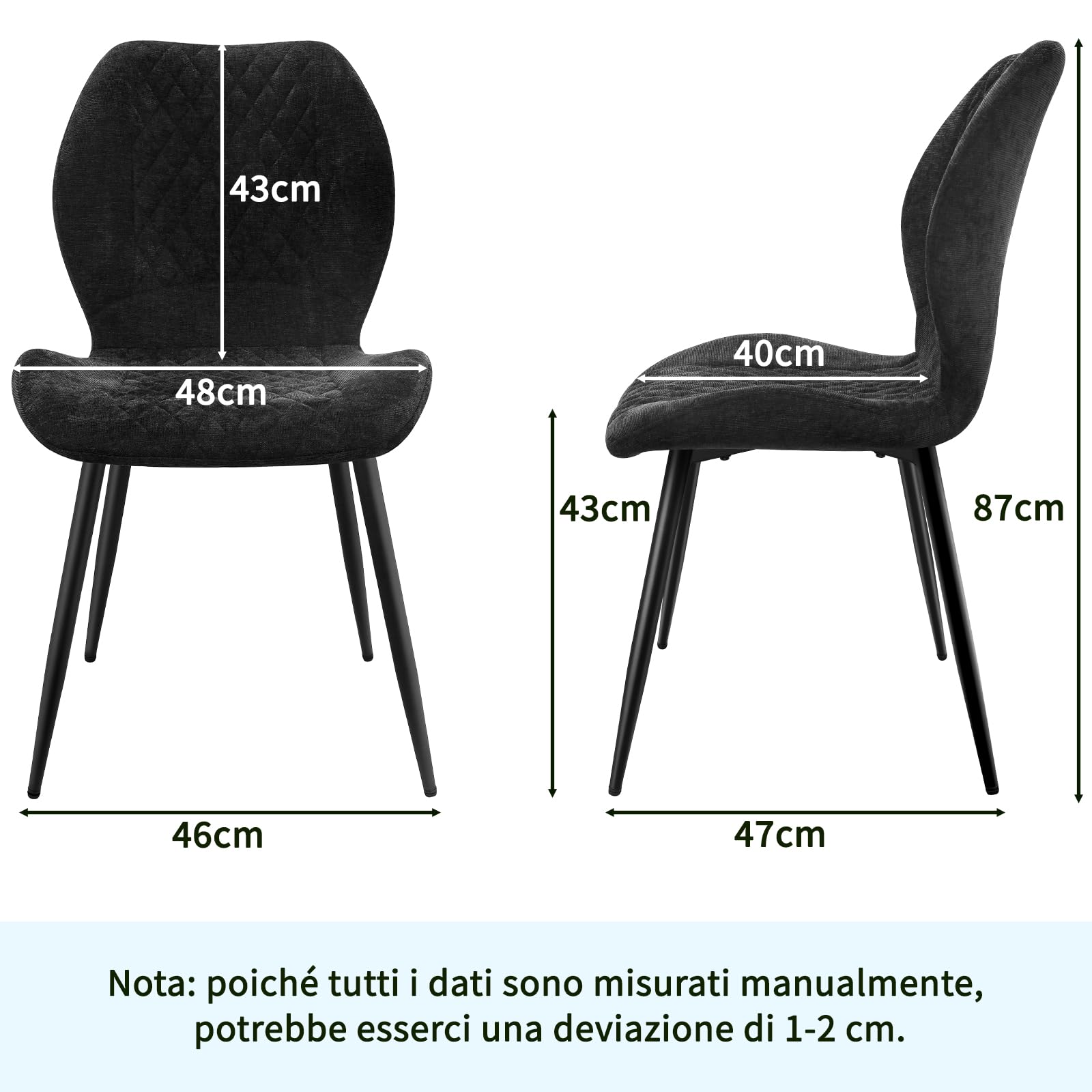 JIJIAN Set da Pranzo con Tavolo da Pranzo in Legno Marrone Scuro e 4 Sedie Nere, Tavolo Rettangolare (140 x 80 x 76 cm) con 4 Sedie da Pranzo in Lino a Design Ergonomico