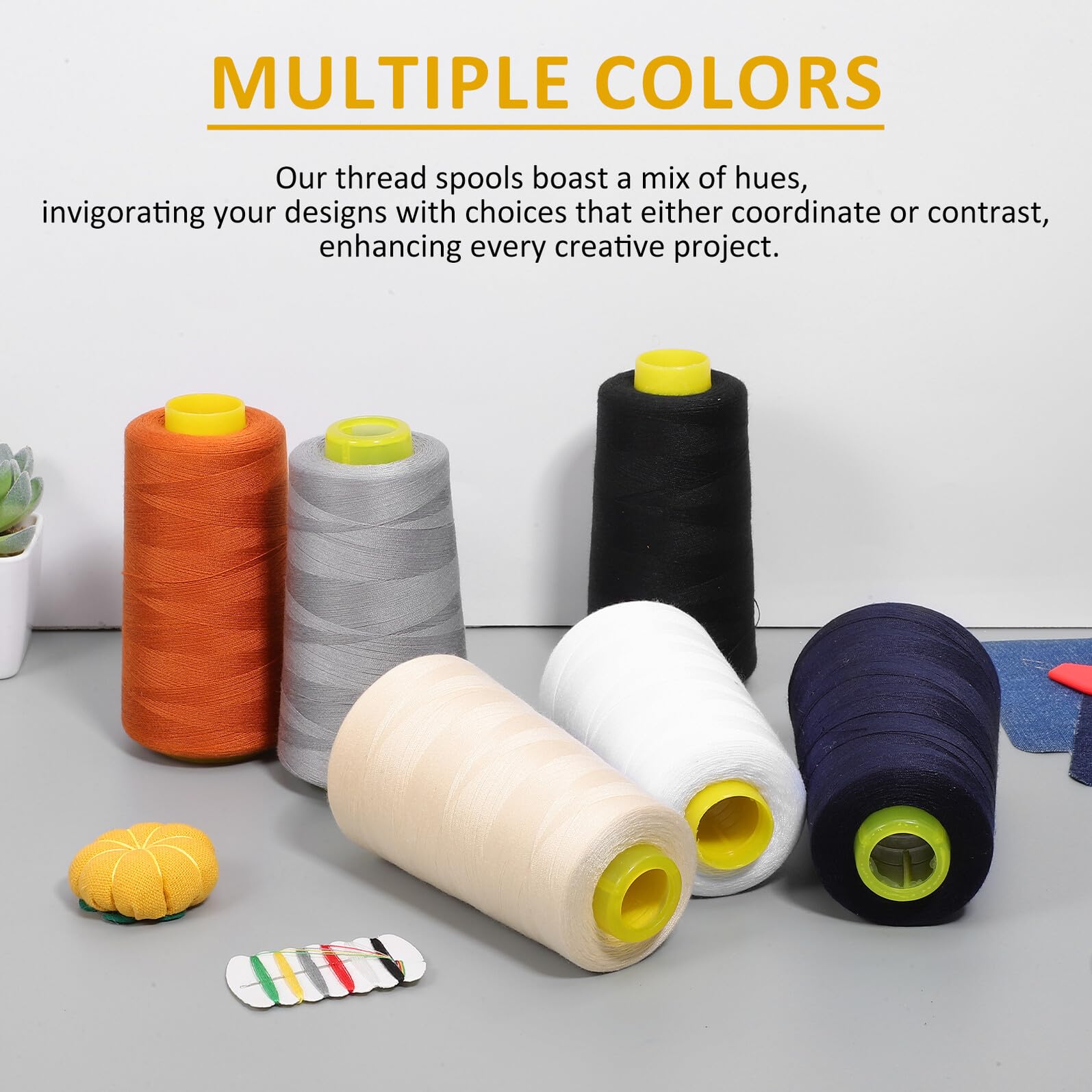 6 Bobinas Colores Surtidos 3000 Yardas de Hilo de Poliéster para Coser para Confección de Ropa y Asistencia en Máquina