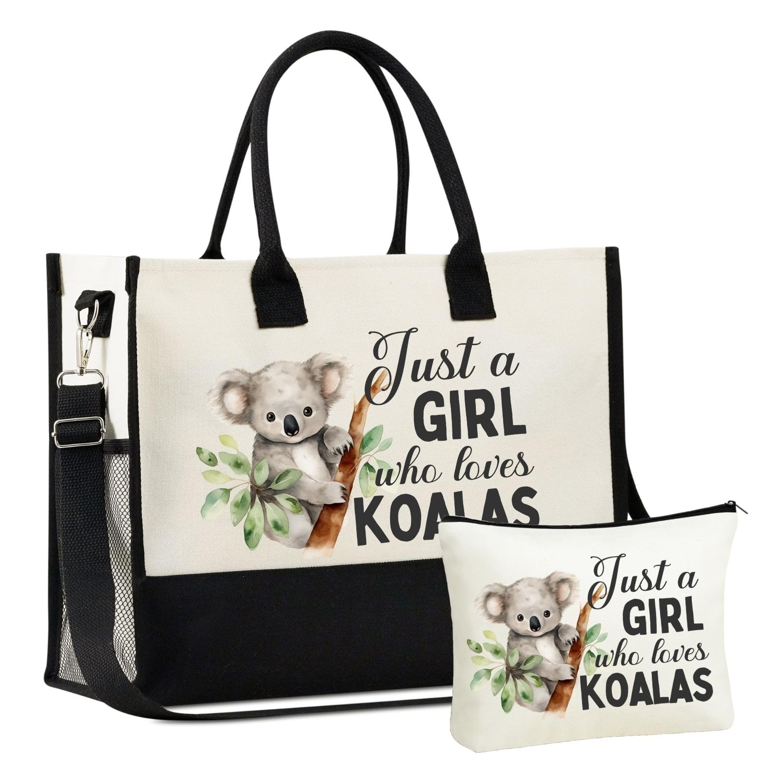 InnoBeta Koala Gifts for Women, Canvas Tote Bag, Tote with Top Zipper Closure, and Shoulder Strap