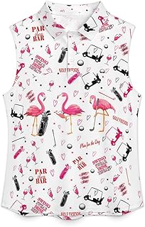 Golf Shirt Womens Sleeveless Moisture Wicking Athletic Printed Polo Golf Tank Top Women (XS-4XL)