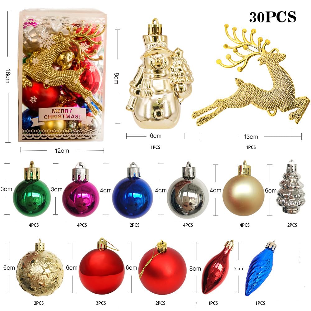 12 Pack Green, Gold and Purple Assorted Ball Ornaments
