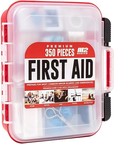 Miniatura 9 de M2 BASICS Kit de primeros auxilios de emergencia de 350 piezas  Doble capa montaje en pared suministros médicos para negocios escuela automóvil o