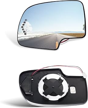 4 Pins Driver Side Heated Mirror Glass Compatible for 2003-2007 Cadillac Escalade, Chevrolet Avalanche, Silverado, Suburban, Tahoe, GMC Sierra, Yukon - Ext Side View Convex Mirror 88944391