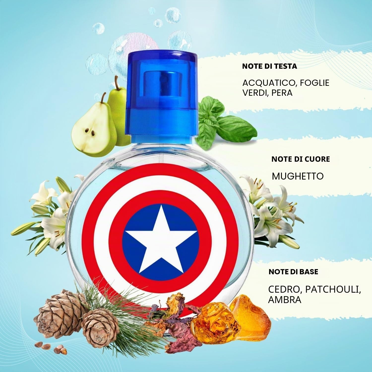 Air Val Captain America - Eau de toilette per bambini, 30 ml