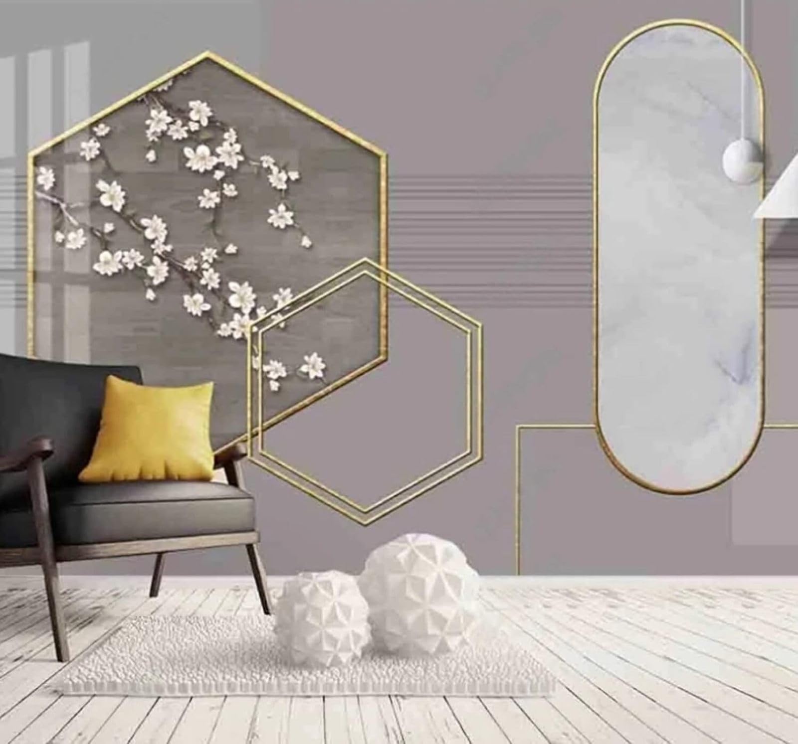 XLMING Retro Three Dimensional Classical Geometric Floral 3D Wallpaper Luxury Silk Study Dining Feature Sofa Grey Bedroom Living Room Tv Decorative Wall-300cm×210cm