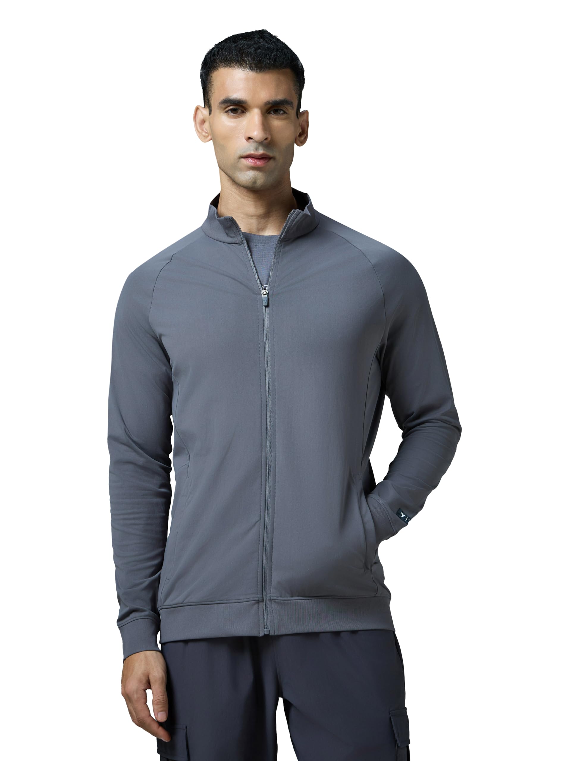 technosport Men's Slim Fit Mock Neck Solid Sports Jacket with Duracool+ for Gym, Training, Winter Wear-picture-30