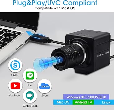 4K USB Camera Manual Zoom Webcam 2.8-12mm 4X Zoom Variable Focus PC Camera